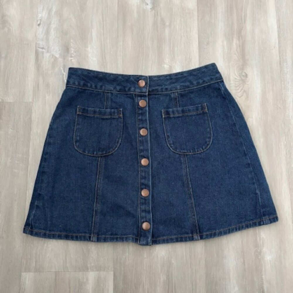 Y2K Brandy Melville Armelle Blue Button Up Denim Jean Mini Size 27
